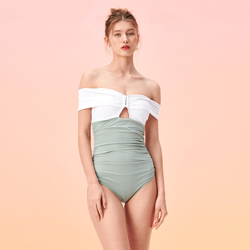 One-neck hollow stitching one-piece swimsuit